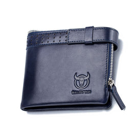 BULL CAPTAIN Anti-theft Brush Leather Wallet For Men, Blue, Black, Brown, Grey