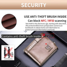Load image into Gallery viewer, BULL CAPTAIN Anti-theft Brush Leather Wallet For Men, Blue, Black, Brown, Grey