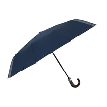 Load image into Gallery viewer, PARACHASE Solid Wood Bending Handle 10 Bone Three Fold Automatic Umbrella, Grey, Black, Navy