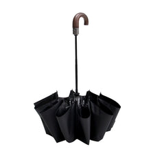 Load image into Gallery viewer, PARACHASE Solid Wood Bending Handle 10 Bone Three Fold Automatic Umbrella, Grey, Black, Navy