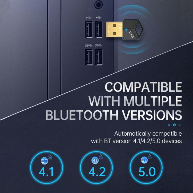 USB Bluetooth Adapter 5.0PC Computer Wireless Audio Receive Transmitter, Color: Black, M25