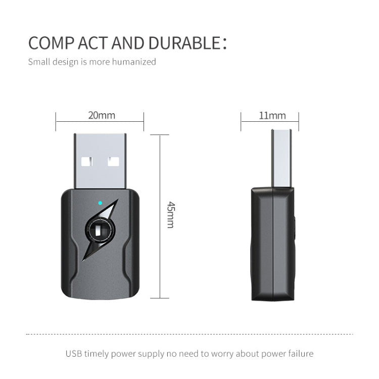 5.0 Bluetooth Transmitter AUX Receiver USB Dual Output Computer Audio Adapter, M136