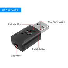 Load image into Gallery viewer, 5.0 Bluetooth Transmitter AUX Receiver USB Dual Output Computer Audio Adapter, M136