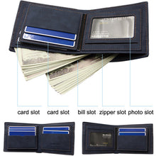 Load image into Gallery viewer, MenBense Large Capacity Short Multi-Card Matte Wallet, Blue, Black, Dark Brown, Light Brown