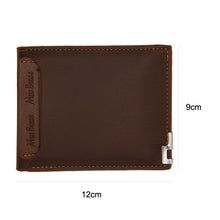 Load image into Gallery viewer, MenBense Short Fashion Leisure Iron Side Pumping Card Clip Wallet, Black, Dark Brown, Light Brown