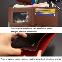 Load image into Gallery viewer, MenBense Short Fashion Leisure Iron Side Pumping Card Clip Wallet, Black, Dark Brown, Light Brown