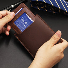 Load image into Gallery viewer, MenBense Short Fashion Leisure Iron Side Pumping Card Clip Wallet, Black, Dark Brown, Light Brown