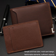 Load image into Gallery viewer, MenBense Short Fashion Leisure Iron Side Pumping Card Clip Wallet, Black, Dark Brown, Light Brown