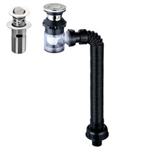Load image into Gallery viewer, Household Deodorant Washbasin Water Pipe, Style:, A Black Flap With Basket and Overflow, B White Flap With Basket and Overflow, C Black Flap No Basket With Overflow, D White Flap No Basket With Overflow, E Black Flap Without Basket and Overflow        ...