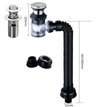 Load image into Gallery viewer, Household Deodorant Washbasin Water Pipe, Style:, A Black Flap With Basket and Overflow, B White Flap With Basket and Overflow, C Black Flap No Basket With Overflow, D White Flap No Basket With Overflow, E Black Flap Without Basket and Overflow        ...