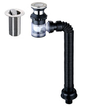 Load image into Gallery viewer, Household Deodorant Washbasin Water Pipe, Style:, A Black Flap With Basket and Overflow, B White Flap With Basket and Overflow, C Black Flap No Basket With Overflow, D White Flap No Basket With Overflow, E Black Flap Without Basket and Overflow        ...