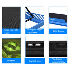 Load image into Gallery viewer, NUOXI H8 Metal Mesh Laptop Cooling Base, H8 6-Fans