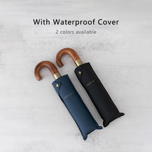 Load image into Gallery viewer, PARACHASE Large Ruggedized Shrink Retro Wind-Resistant Folding Umbrella, Blue, Black
