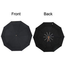 Load image into Gallery viewer, PARACHASE Large Ruggedized Shrink Retro Wind-Resistant Folding Umbrella, Blue, Black