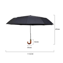 Load image into Gallery viewer, PARACHASE Large Ruggedized Shrink Retro Wind-Resistant Folding Umbrella, Blue, Black