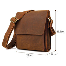 Load image into Gallery viewer, Vintage Crazy Horse Leather Men Shoulder Bag Messenger Bag, Black, Brown, Dark Brown, Brown Yellow