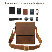 Load image into Gallery viewer, Vintage Crazy Horse Leather Men Shoulder Bag Messenger Bag, Black, Brown, Dark Brown, Brown Yellow