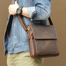Load image into Gallery viewer, Vintage Crazy Horse Leather Men Shoulder Bag Messenger Bag, Black, Brown, Dark Brown, Brown Yellow