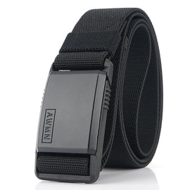 AWMN Metal Nylon Magnetic Buckle Fashion Casual Men Belt, Length: