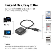 Load image into Gallery viewer, SATA To USB3.0 Easy Drive Cable External 2.5 / 3.5 Inch Hard Drive Adapter Cable