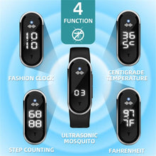 Load image into Gallery viewer, M21  Ultrasonic Mosquito Repellent Bracelet with Step Counter &amp; Clock &amp; Temperature Function, M21 (Black), M21 (White)