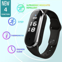 Load image into Gallery viewer, M21  Ultrasonic Mosquito Repellent Bracelet with Step Counter &amp; Clock &amp; Temperature Function, M21 (Black), M21 (White)