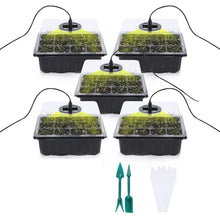 Load image into Gallery viewer, 5 Set Plant Seed Starter Trays Kit,Seedling Tray Starter With Grow Light, Black, Green