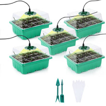 Load image into Gallery viewer, 5 Set Plant Seed Starter Trays Kit,Seedling Tray Starter With Grow Light, Black, Green