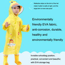 Load image into Gallery viewer, Large Hat Brim Cartoon Print Children Raincoat with Schoolbag Seat, S, M, L, XL, XXL