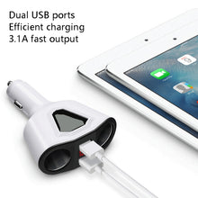 Load image into Gallery viewer, 3.1A Dual USB Digital Display Multi-Function Driving Recorder Universal Automotive Charger, White, Black