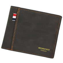 Load image into Gallery viewer, MenBense Frosted PU Short Large Capacity Fashion Retro Three Fold Bag Men Wallet, Black, Navy, Dark Brown, Light-Light