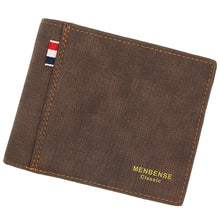 Load image into Gallery viewer, MenBense Frosted PU Short Large Capacity Fashion Retro Three Fold Bag Men Wallet, Black, Navy, Dark Brown, Light-Light