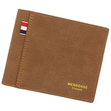 Load image into Gallery viewer, MenBense Frosted PU Short Large Capacity Fashion Retro Three Fold Bag Men Wallet, Black, Navy, Dark Brown, Light-Light