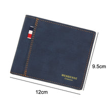 Load image into Gallery viewer, MenBense Frosted PU Short Large Capacity Fashion Retro Three Fold Bag Men Wallet, Black, Navy, Dark Brown, Light-Light
