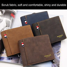 Load image into Gallery viewer, MenBense Frosted PU Short Large Capacity Fashion Retro Three Fold Bag Men Wallet, Black, Navy, Dark Brown, Light-Light