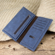 Load image into Gallery viewer, MenBense Matt Male Wallet Long Fashion Large Capacity Male Wallet, Navy Blue, Black, Dark Brown, Light Brown
