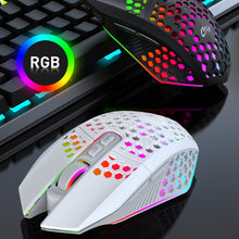 Load image into Gallery viewer, FMOUSE  X801 8 Keys 1600DPI Hollow Luminous Gaming  Office Mouse,Style:, Black Wireless Rechargeable, White Wireless Rechargeable, Black Wired, White Wired