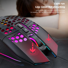 Load image into Gallery viewer, FMOUSE  X801 8 Keys 1600DPI Hollow Luminous Gaming  Office Mouse,Style:, Black Wireless Rechargeable, White Wireless Rechargeable, Black Wired, White Wired