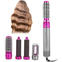 Load image into Gallery viewer, 5-in-1 Hot-air Comb Automatic Straightening Dual-purpose Hair Dryer, Silver+Rose Red(EU Plug), Silver+Rose Red(US Plug), Silver+Rose Red(UK Plug), Silver+Rose Red(AU Plug), Black(EU Plug), Black(US Plug), Black(UK Plug), Black(AU Plug)