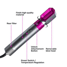 Load image into Gallery viewer, 5-in-1 Hot-air Comb Automatic Straightening Dual-purpose Hair Dryer, Silver+Rose Red(EU Plug), Silver+Rose Red(US Plug), Silver+Rose Red(UK Plug), Silver+Rose Red(AU Plug), Black(EU Plug), Black(US Plug), Black(UK Plug), Black(AU Plug)