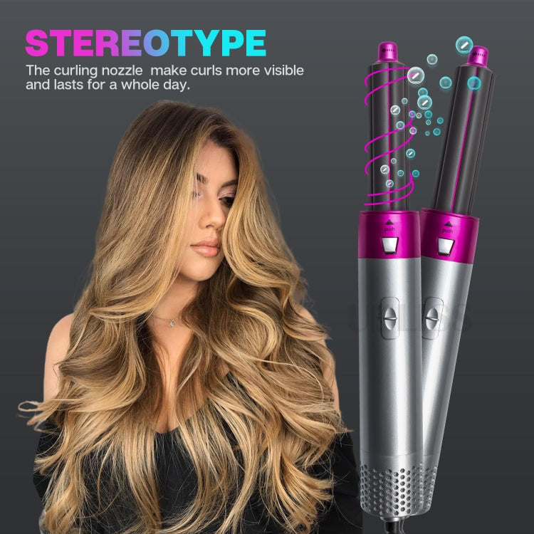 5-in-1 Hot-air Comb Automatic Straightening Dual-purpose Hair Dryer, Silver+Rose Red(EU Plug), Silver+Rose Red(US Plug), Silver+Rose Red(UK Plug), Silver+Rose Red(AU Plug), Black(EU Plug), Black(US Plug), Black(UK Plug), Black(AU Plug)