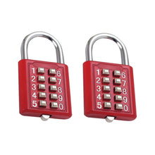 Load image into Gallery viewer, 2 PCS 10-Bit Button Password Lock Cabinet Door Tool Box Button Padlock, Red, Electroplating White, Sky Blue, Black
