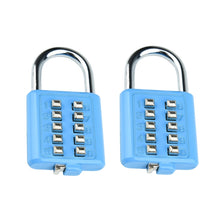 Load image into Gallery viewer, 2 PCS 10-Bit Button Password Lock Cabinet Door Tool Box Button Padlock, Red, Electroplating White, Sky Blue, Black