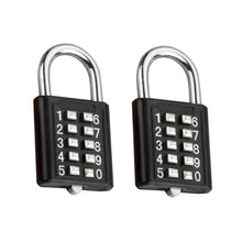 Load image into Gallery viewer, 2 PCS 10-Bit Button Password Lock Cabinet Door Tool Box Button Padlock, Red, Electroplating White, Sky Blue, Black