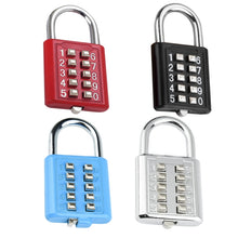 Load image into Gallery viewer, 2 PCS 10-Bit Button Password Lock Cabinet Door Tool Box Button Padlock, Red, Electroplating White, Sky Blue, Black