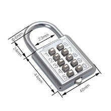 Load image into Gallery viewer, 2 PCS 10-Bit Button Password Lock Cabinet Door Tool Box Button Padlock, Red, Electroplating White, Sky Blue, Black