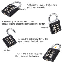 Load image into Gallery viewer, 2 PCS 10-Bit Button Password Lock Cabinet Door Tool Box Button Padlock, Red, Electroplating White, Sky Blue, Black