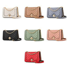 Load image into Gallery viewer, 6382 One-shoulder Diagonal Rhombus Chain Bag, 6382 (White), 6382 (Khaki), 6382 (Light Grey), 6382 (Black), 6382 (Light Green), 6382 (Pink), 6382 (Dark Red)