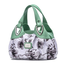 Load image into Gallery viewer, 722 Women Soft Leather Handbag, Green handle Lily, Green Handle Rose, White Handle Green Flower, White Handle Red Flower, White Handle Purple Flower, Black Handle Green Flower, Black Handle Red Flower, Black Handle Purple Flower, White Handle Red Rose ...