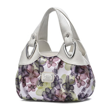 Load image into Gallery viewer, 722 Women Soft Leather Handbag, Green handle Lily, Green Handle Rose, White Handle Green Flower, White Handle Red Flower, White Handle Purple Flower, Black Handle Green Flower, Black Handle Red Flower, Black Handle Purple Flower, White Handle Red Rose ...